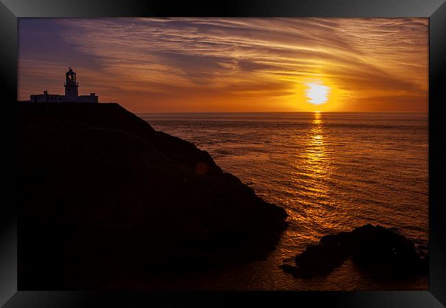 Sunset at Strumble Head Lighthouse Framed Print by Thomas Schaeffer