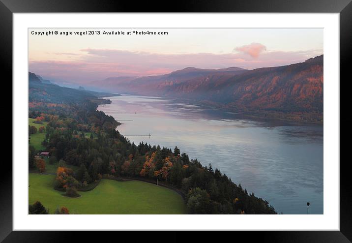 Columbia River Gorge Sunset Framed Mounted Print by angie vogel