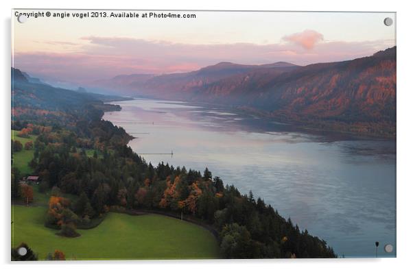 Columbia River Gorge Sunset Acrylic by angie vogel