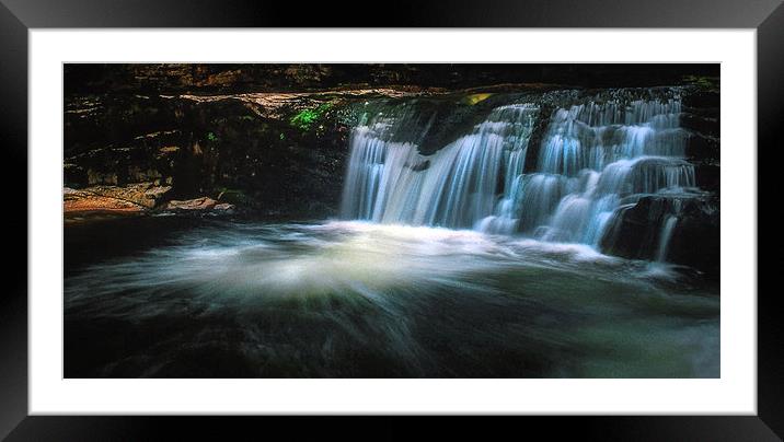 Waterfall county South Wales Framed Mounted Print by Leighton Collins