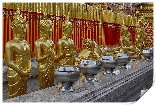 Buddha array in the Grand Palace Print by colin chalkley
