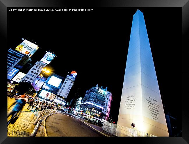 Obelisk Buenos Aires Framed Print by Matthew Davis