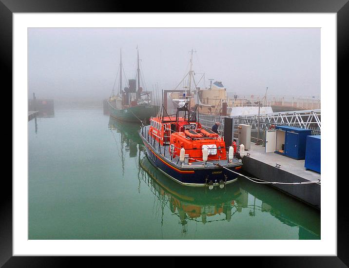 Lowestoft Lifeboat in the Fog. Framed Mounted Print by Lilian Marshall