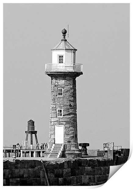 Whitby Lighthouse Print by Nige Morton