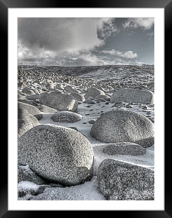 Boulders in the snow ! Framed Mounted Print by Peter Mclardy
