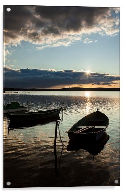Sunset over the Masurian lake Acrylic by Robert Parma