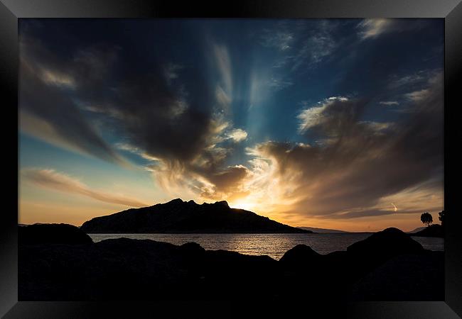 Dramatic sky over Aegina Island Framed Print by Robert Parma