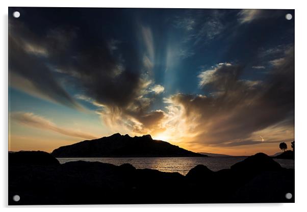 Dramatic sky over Aegina Island Acrylic by Robert Parma