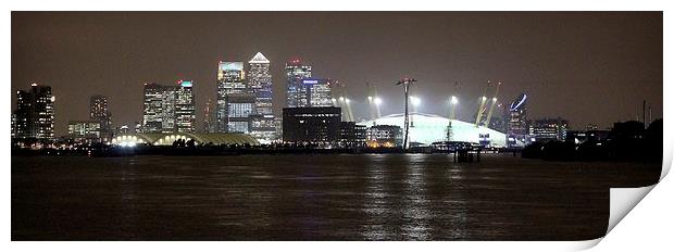 Canary Wharf, 02 Arena, London Print by Robert Cane