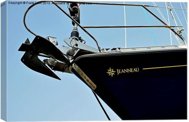 A yachts bow against a blue sky Canvas Print by Frank Irwin