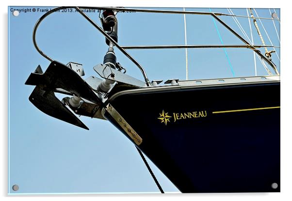 A yachts bow against a blue sky Acrylic by Frank Irwin