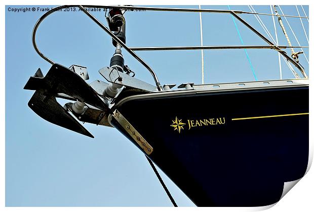A yachts bow against a blue sky Print by Frank Irwin