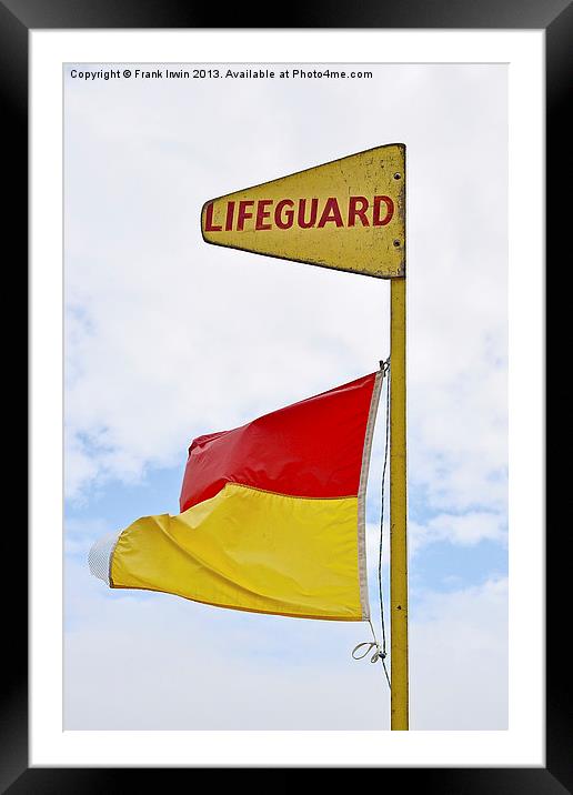 A beach Lifeguard flag Framed Mounted Print by Frank Irwin