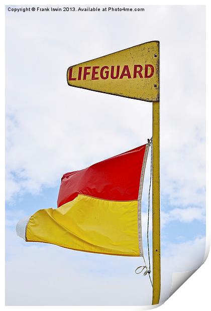 A beach Lifeguard flag Print by Frank Irwin