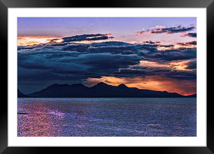 Sunset storm over the Isle of Rum Framed Mounted Print by Hugh McKean