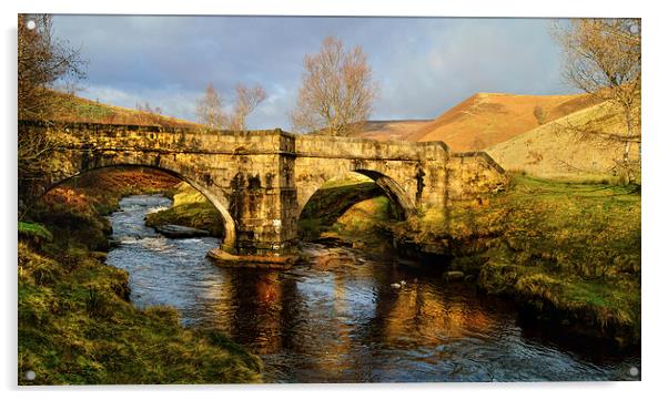 Slippery Stones Packhorse Bridge Acrylic by Darren Galpin