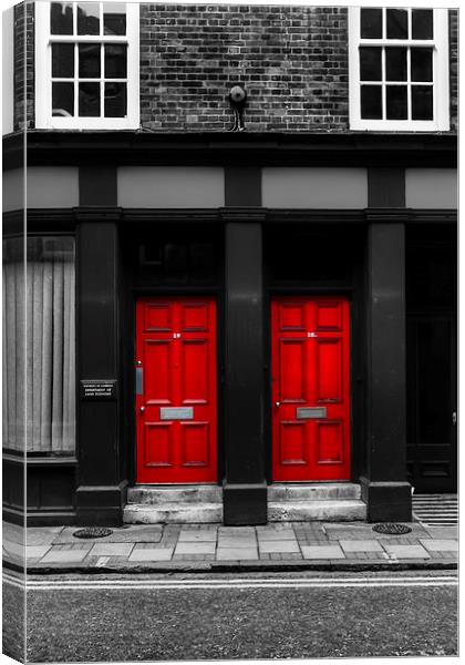 Two Red Doors Canvas Print by Paul Shears Photogr