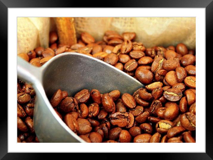 Greenwich Market, Coffee Beans Framed Mounted Print by Robert Cane