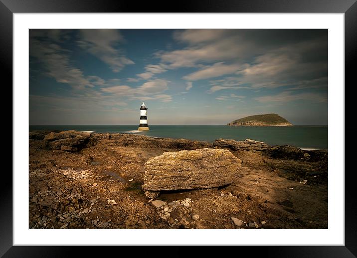 Penmon Point Lighthouse and Puffin Island Framed Mounted Print by Eddie John