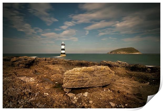 Penmon Point Lighthouse and Puffin Island Print by Eddie John