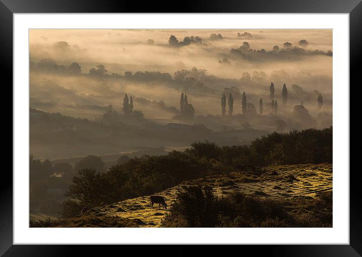 Mist over the levels Framed Mounted Print by adam rumble