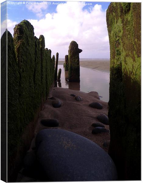 Groynes on the Beach #1 Canvas Print by Pete Moyes