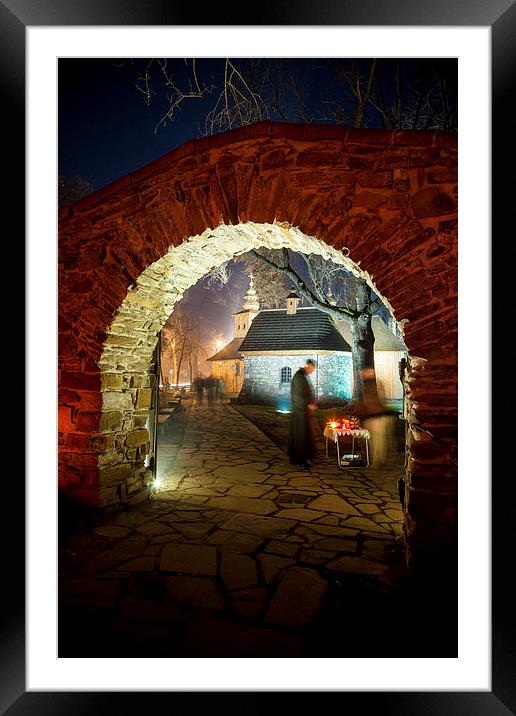 Cemetery stone gate Framed Mounted Print by Robert Parma