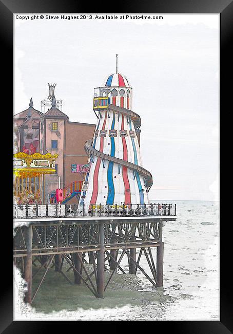 Brighton Pier Helter Skelter watercolour Framed Print by Steve Hughes