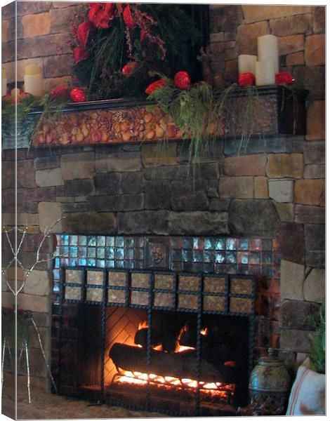 Fireplace Canvas Print by Pics by Jody Adams