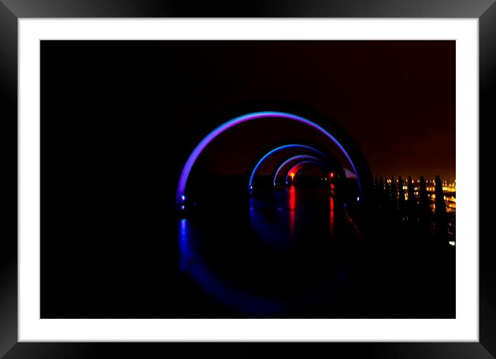 Falkirk wheel at night Framed Mounted Print by James Marsden