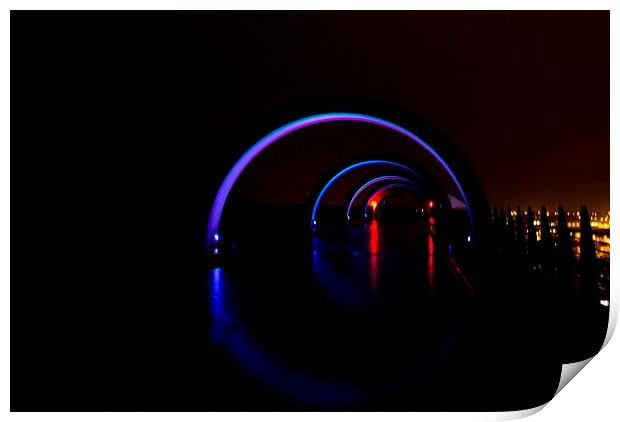 Falkirk wheel at night Print by James Marsden