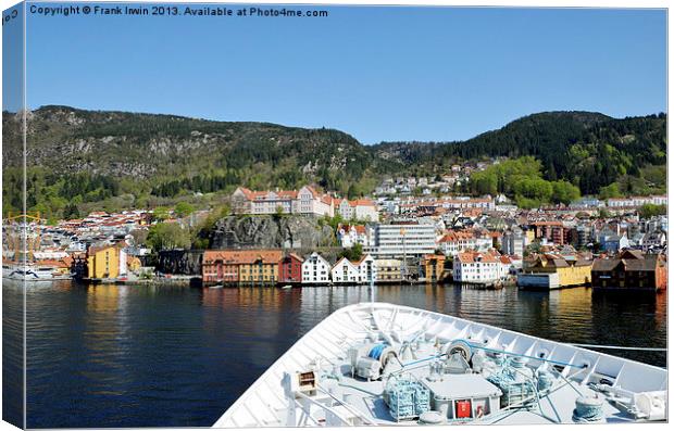 Sailing into Bergen, Norway Canvas Print by Frank Irwin