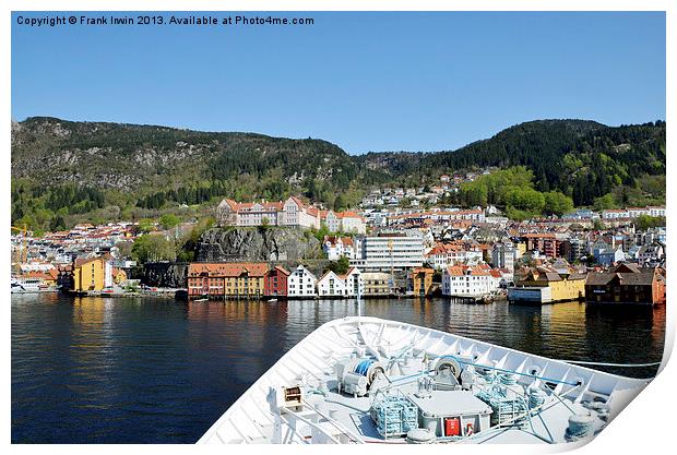 Sailing into Bergen, Norway Print by Frank Irwin
