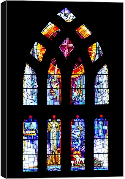 Stained glass window in St Magnus cathedral Canvas Print by Frank Irwin
