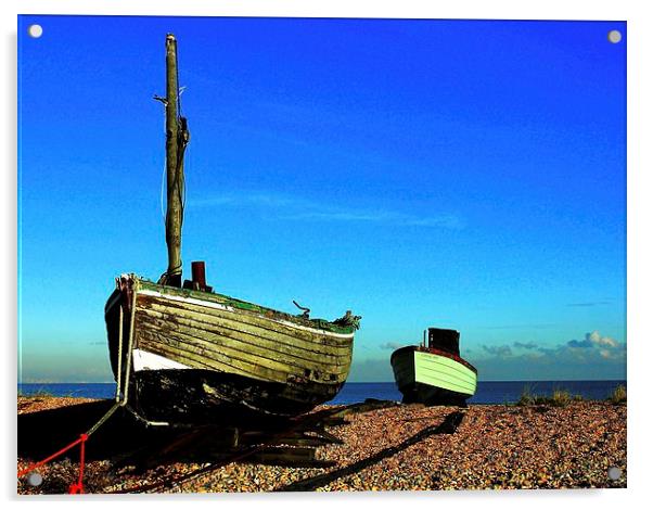 Greatstone Beach, Old Boats Acrylic by Robert Cane