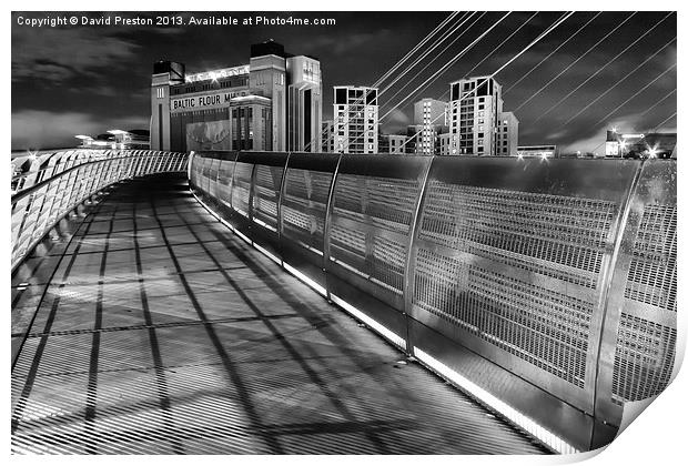 Gateshead Millennium Bridge and Baltic Centre Print by David Preston