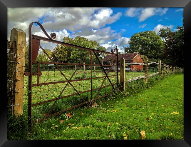 Field Gate in Henfield Framed Print by Peter McCormack