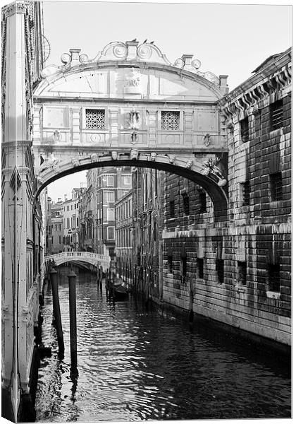 Venice Bridge of Sighs B&W Canvas Print by John Hickey-Fry