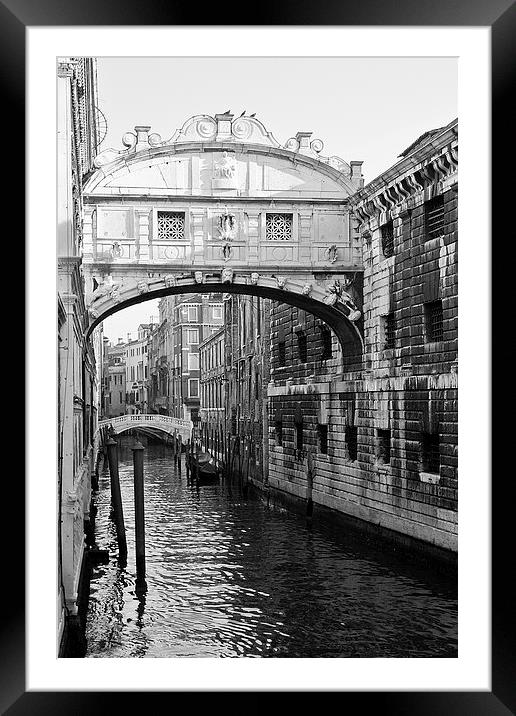 Venice Bridge of Sighs B&W Framed Mounted Print by John Hickey-Fry