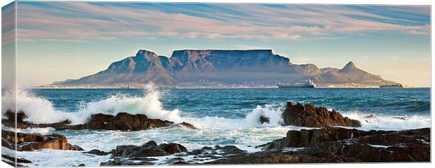 Table Mountain from Bloubergstrand Canvas Print by John Hickey-Fry