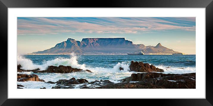 Table Mountain from Bloubergstrand Framed Mounted Print by John Hickey-Fry