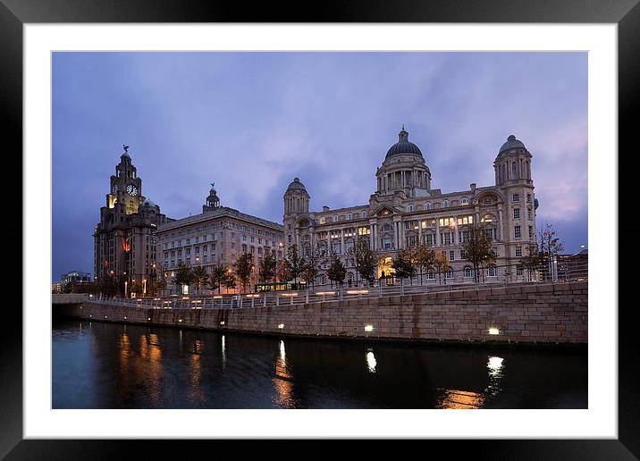 Liverpool Pier Head Three Graces Framed Mounted Print by John Hickey-Fry