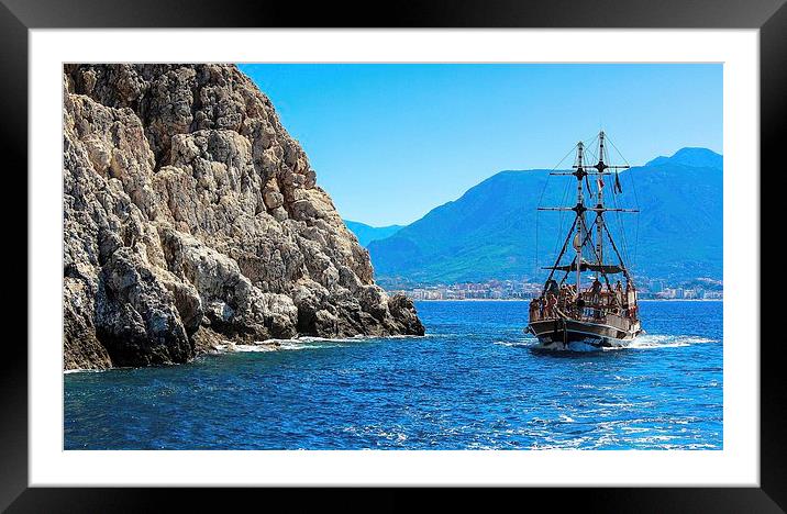 Antalya,Turkey, Pirate Ship Framed Mounted Print by Robert Cane