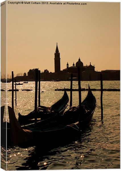 Venice Gondola Sillhouette Canvas Print by Matt Cottam