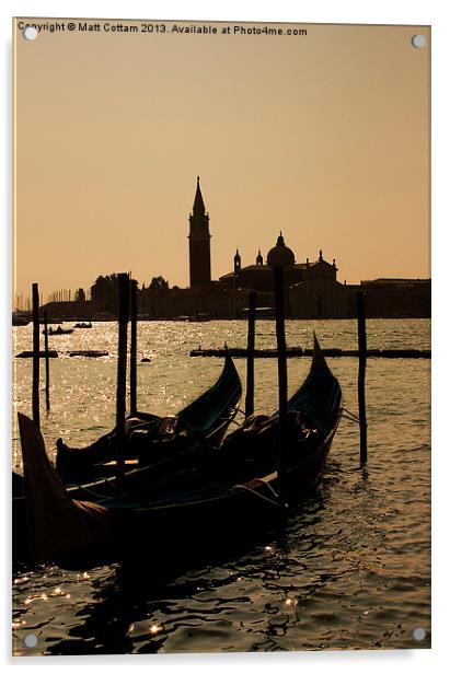 Venice Gondola Sillhouette Acrylic by Matt Cottam