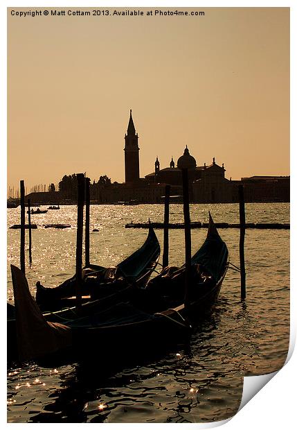 Venice Gondola Sillhouette Print by Matt Cottam