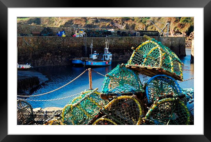Lobster Pots at Crail Harbour Framed Mounted Print by Kenny McNab