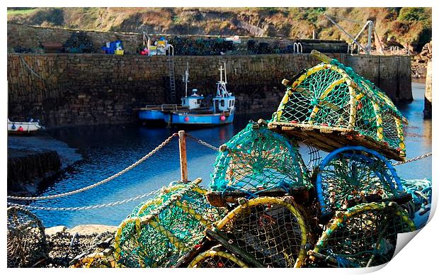Lobster Pots at Crail Harbour Print by Kenny McNab