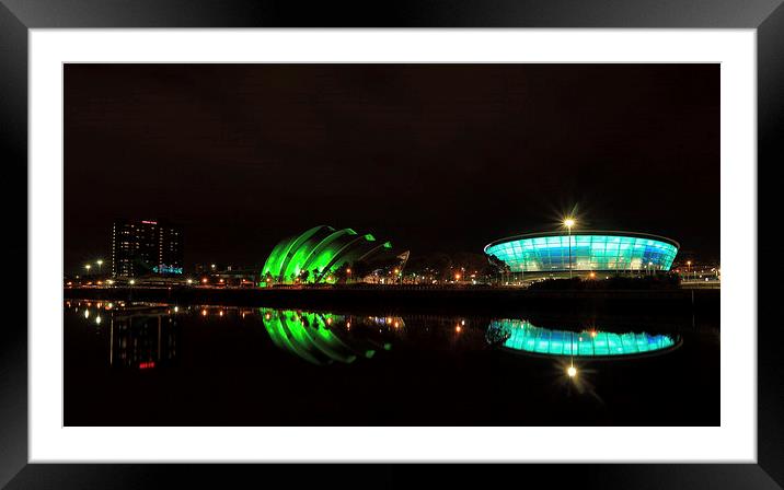 Glasgow City Waterfront at Night Framed Mounted Print by Maria Gaellman