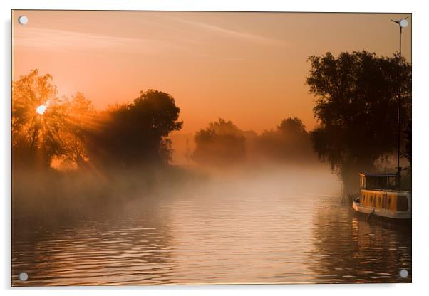 Misty morning sunrise. Acrylic by Tristan Morphew